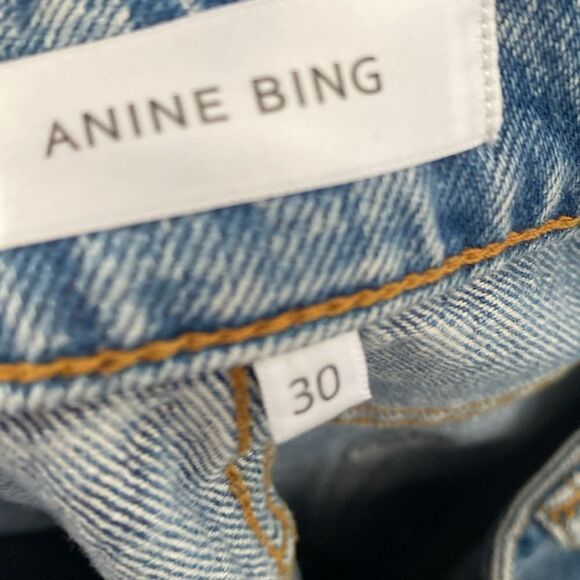 Anine Bing Sonya High Rise Slim Straight Jeans in Washed Blue Size 30 - Picture 7 of 9